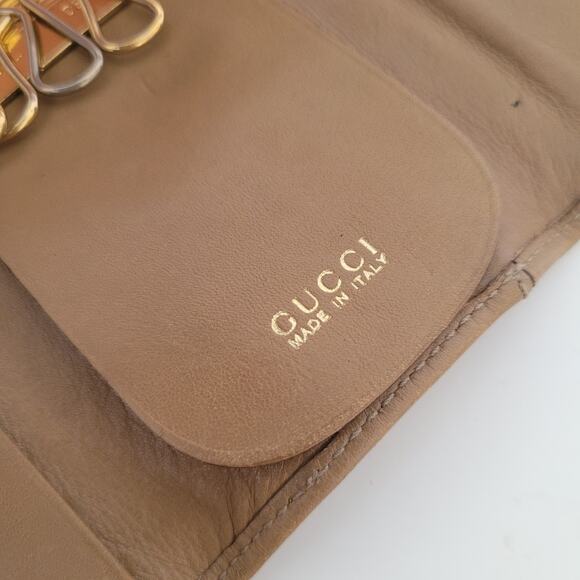 Gucci Bamboo Key Holder Wallet Case Leather Small Unisex Beige Trifold - Picture 4 of 11